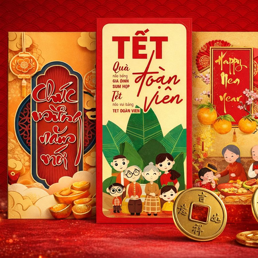 Các mẫu bao bì lì xì tết Bính Ngọ năm 2026